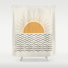 Sunrise Ocean -  Mid Century Modern Style Shower Curtain