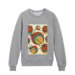 Mid Century Circles Starbursts Multicolored Orange Kids Crewneck