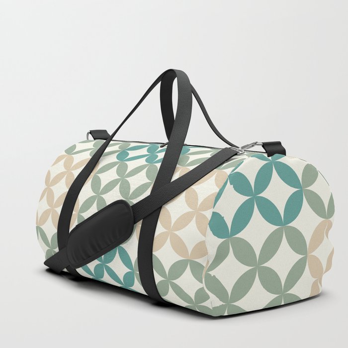 Rustic Four Leaf cement circle tile. Geometric circle decor pattern. Digital Illustration background Duffle Bag