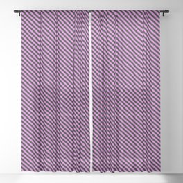 [ Thumbnail: Black & Orchid Colored Striped/Lined Pattern Sheer Curtain ]