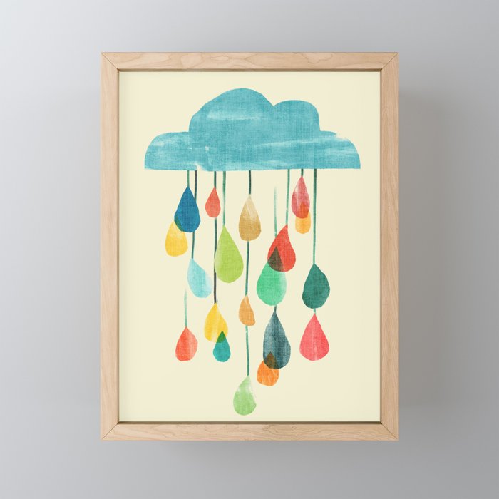 cloudy with a chance of rainbow Framed Mini Art Print