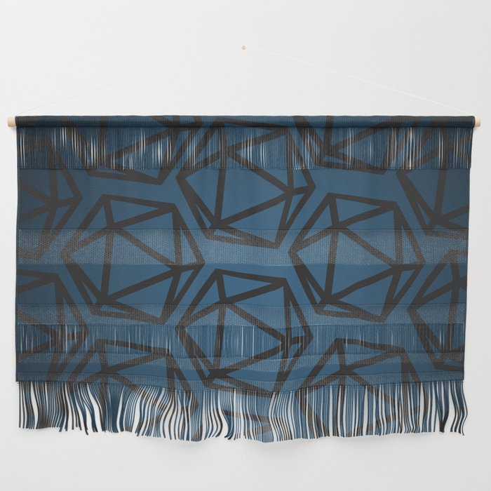 D20 Pattern - Blue Black Gradient Wall Hanging