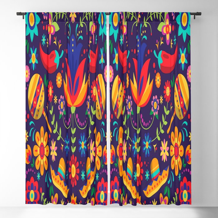 Mexican Embroidery Blackout Curtain