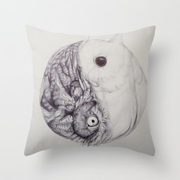 Yin Yang Owl Throw Pillow