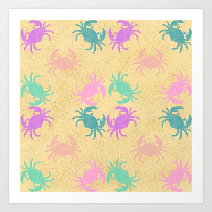 Bright Crabs Pattern Art Print