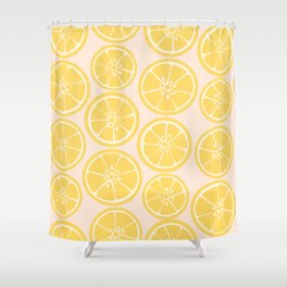 Pink Summer Lemon Slices Shower Curtain