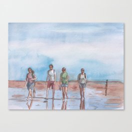 Beach walk Bude Canvas Print