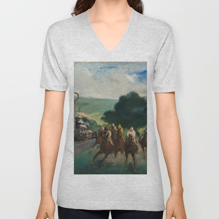 The Races at Longchamp (1866) V Neck T Shirt