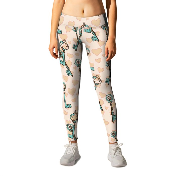 Cute Valentines Day Key Pattern Lover Leggings