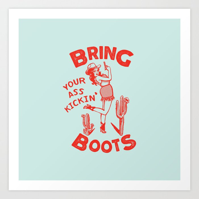 Ass Kicking Boots Aqua Comforter Art Print