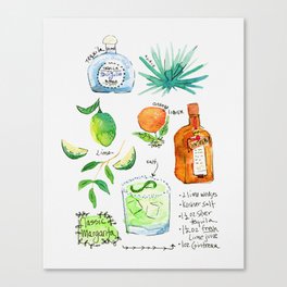 Classic Margarita Cocktail Recipe Canvas Print
