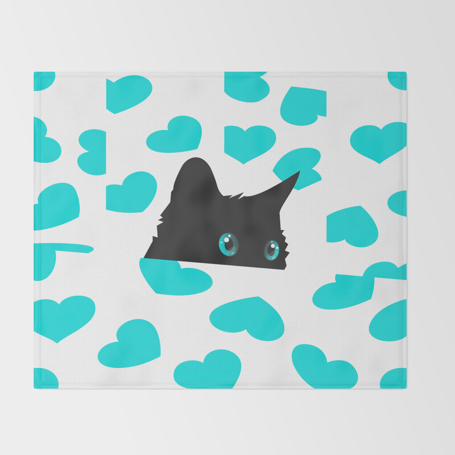 Cat On Blanket With Hearts Throw Blanket By Zelko Society6