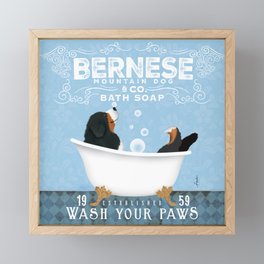 Bernese Mountain Dog Berner Bath Soap bubble Bath clawfoot tub Framed Mini Art Print