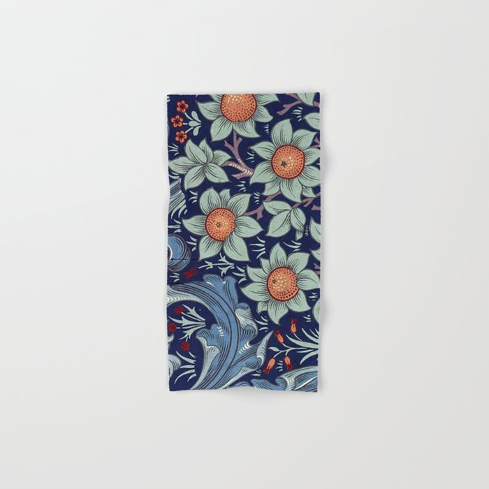 William Morris Orchard Pattern,Vintage Fruit Artwork,Blue Decorative Victorian Art Nouveau, Hand & Bath Towel