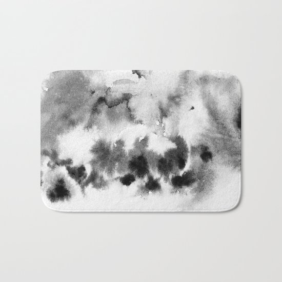 MINIMAL BLACK AND WHITE SPLATTER PATTERN Bath Mat