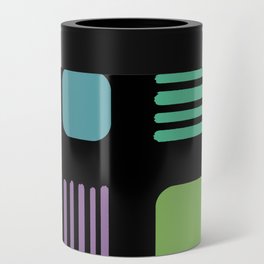 Mid-Century Modern Squares Lines Black Colorful 3 Can Cooler