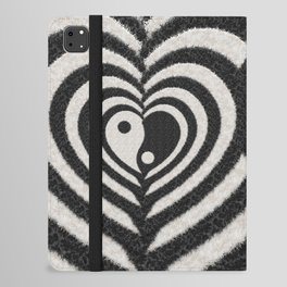 Furry Ying Yang Hearts (Faux Black and White Animal Fur, Digital Art) (xii 2021) iPad Folio Case