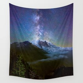 Milky Way Over Mount Rainier Wall Tapestry