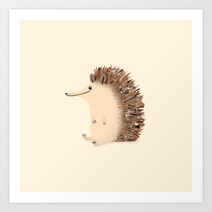 Happy Hedgehog Sketch Art Print