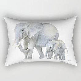 Mother and Baby Elephants Rectangular Pillow