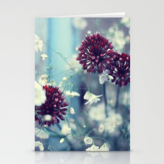 Flowers on Blue Stationery Cards