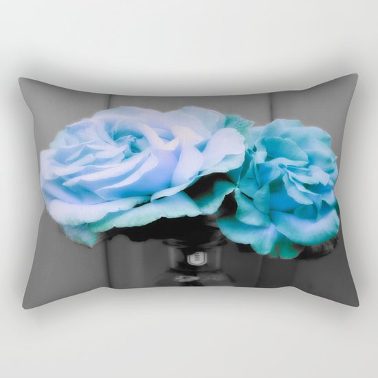 fLoWers Aqua Blue Pop of Color Rectangular Pillow