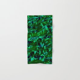 Abstract drawing of the movement of the sea wave in blue and green shades. The movement of fish among the algae. The effect of oil paints Hand & Bath Towel