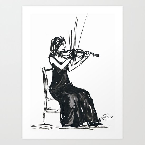 Playing the violin Art Print