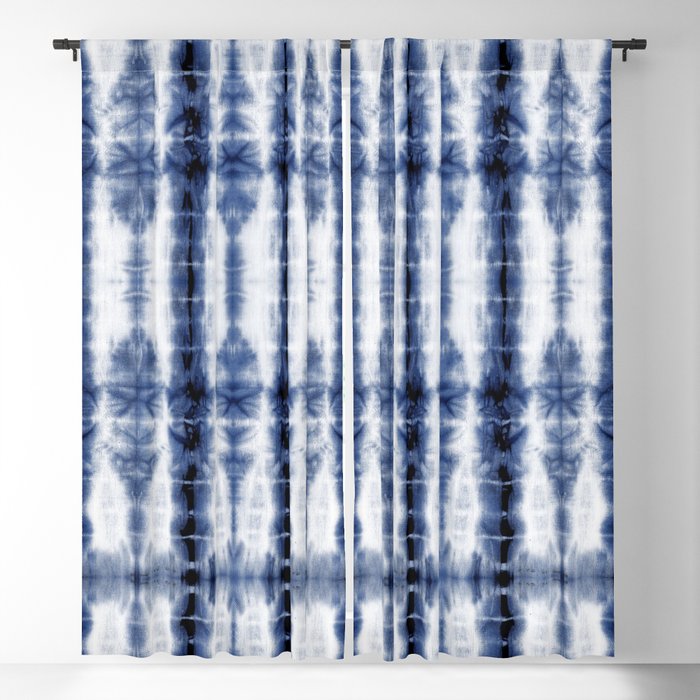 Tiki Shibori Blue Blackout Curtain