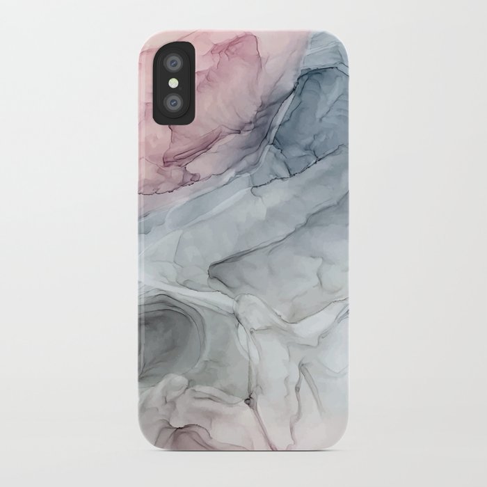 pastel blush, grey and blue ink clouds painting iphone case