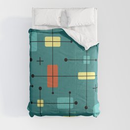Rounded Rectangles Squares Teal Comforter