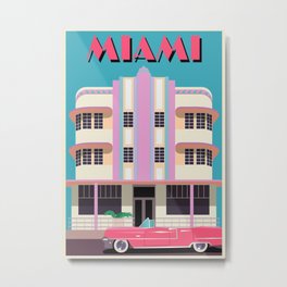 Miami Travel Illustration Metal Print
