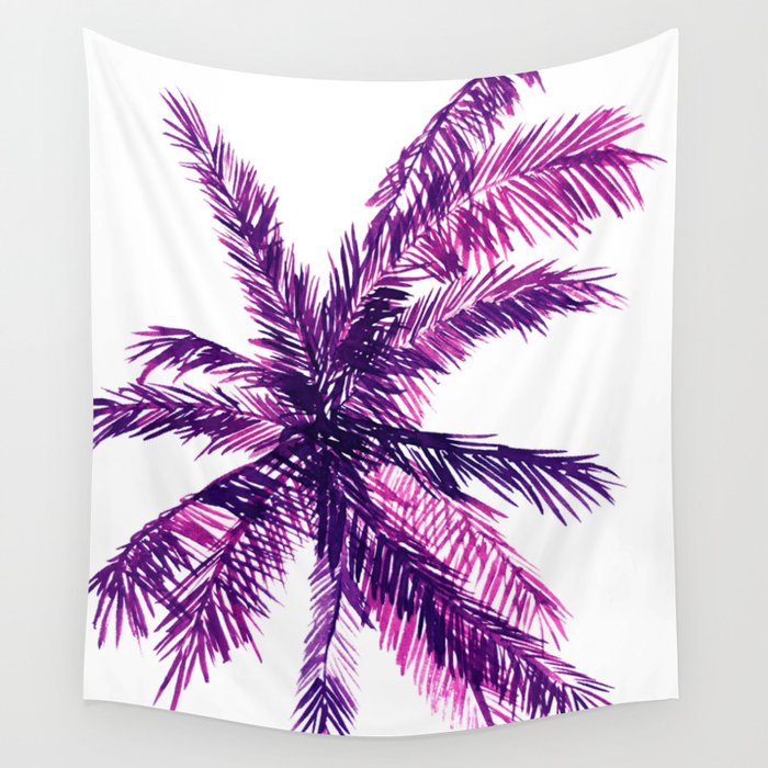 Very peri palm tree top Wall Tapestry