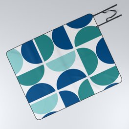 Geometric Abstract Blue Picnic Blanket | Green, Midcenturyposter, Graphicdesign, Minimal, Retro, Minimalpattern, Shapes, Minimalposter, Modern, Scandinavian 