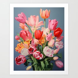 Vintage Tulips Flowers Art Print