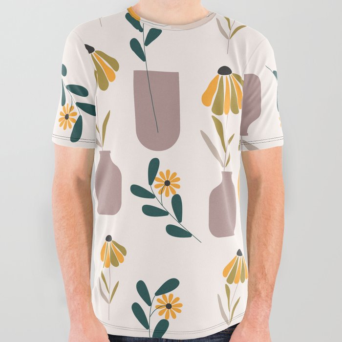 Abstract flowerpots pattern All Over Graphic Tee