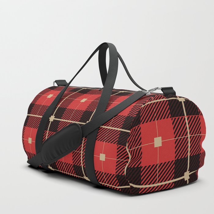 Red Lumberjack Pattern Duffle Bag