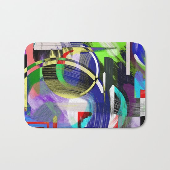 Try To Make Sense Of It All - Random, geometric, eclectic, abstract, colourful art Bath Mat