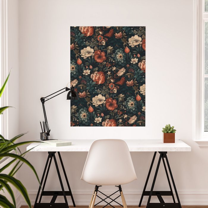Vintage Aesthetic Beautiful Flowers, Nature Art, Dark Cottagecore Plant  Collage - Flower Wrapping Paper by Public Artography