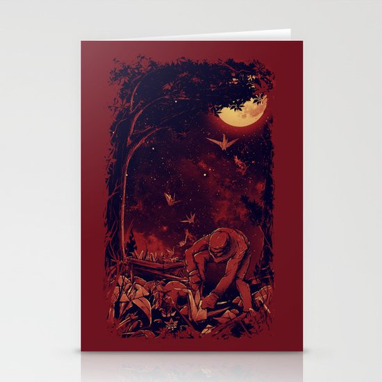 Night at the Origami Garden Stationery Cards