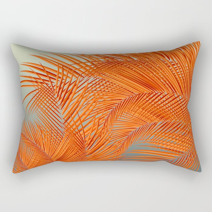 Palm Leaves, Orange Rectangular Pillow