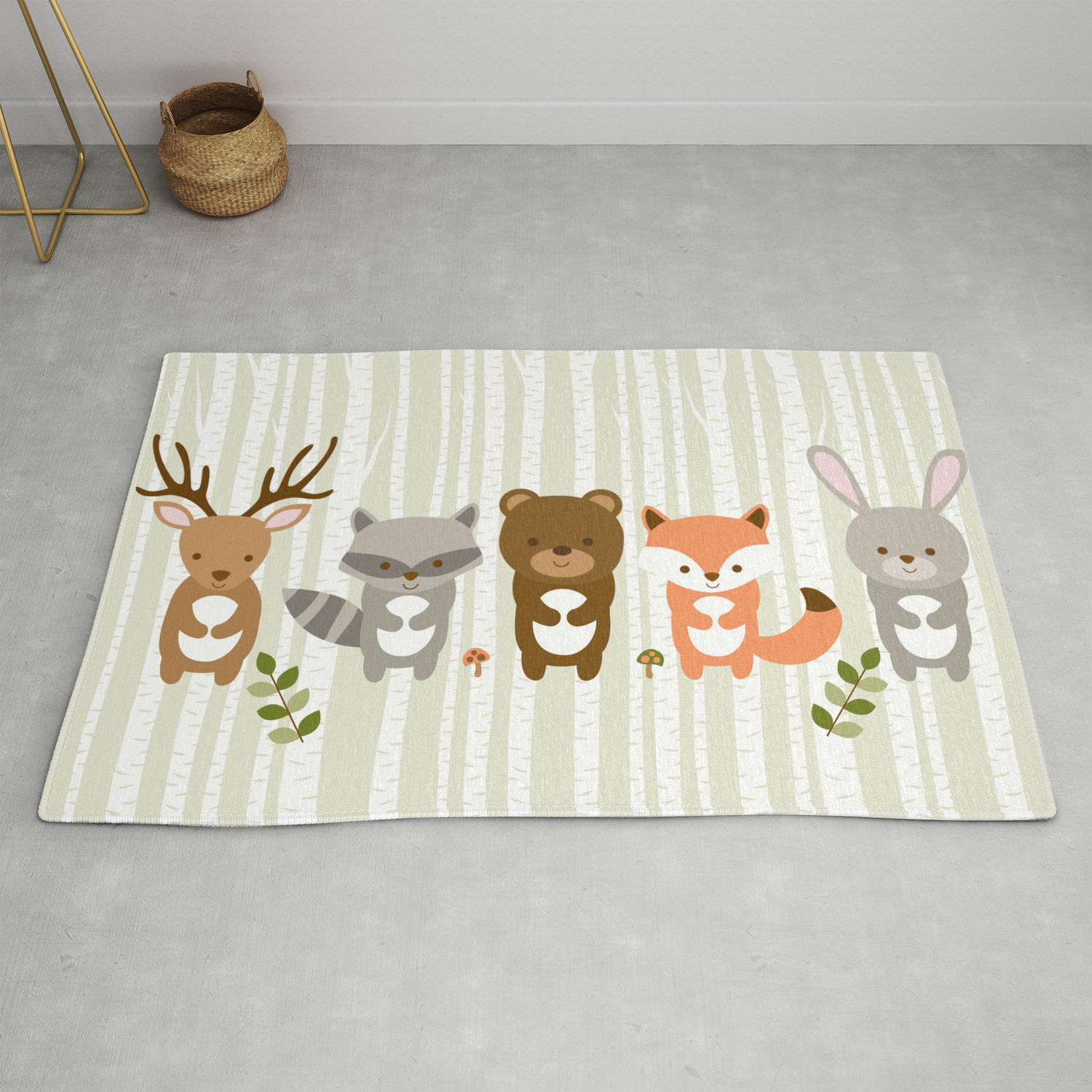 Cute Woodland Forest Animals Rug By Littleprintsparties Society6 Cute Woodland Forest Animals Rug By Littleprintsparties Society6