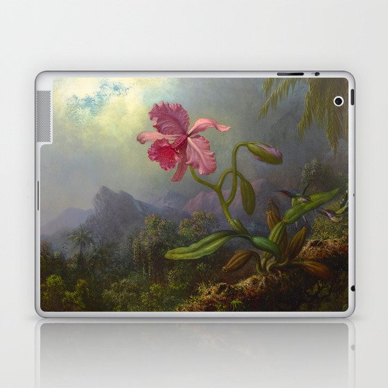 Two Hummingbirds with an Orchid, 1875 by Martin Johnson Heade Laptop & iPad Skin