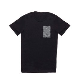 Minimal Geometrical Optical Illusion Style Pattern in Black & White T Shirt