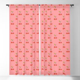 Cherry Seamless Pattern On Sweet Pink Background Blackout Curtain