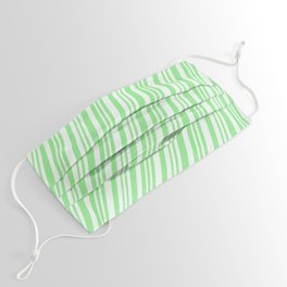 [ Thumbnail: Mint Cream & Light Green Colored Striped Pattern Face Mask ]