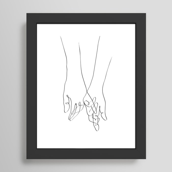 Couple Hands Line Art Framed Art Print by Tinteria Decoprint