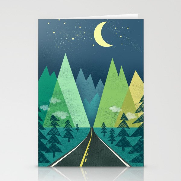 The Long Road at Night Stationery Cards
