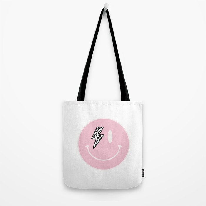 6 Pieces Preppy Tote Bags Cute Tote Bags Aesthetic Bag Pink Happy Face  Canvas Tote Bag for Women Reusable Inspirational Gifts for Women Beach Bags
