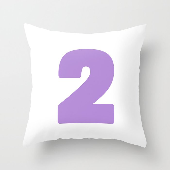 2 (Lavender & White Number) Throw Pillow